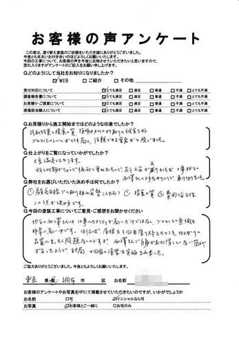 調布市飛田給で外壁塗装・屋根塗装をされた Ｌ様の声